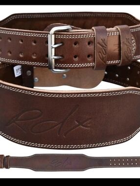 RDX Brown Leather Weight Lifting Belt ** Small **  EUC!!!